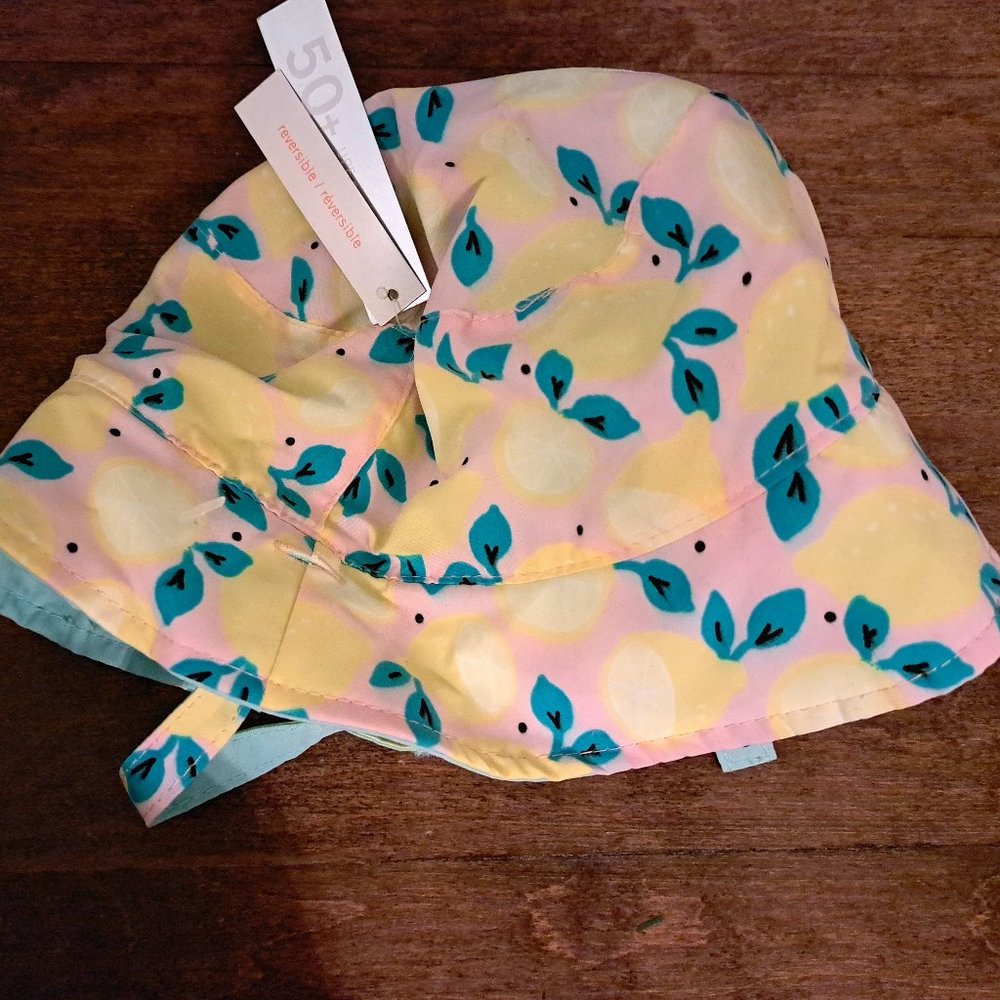 Joe Fresh lemon hat sunhat sun hat yellow NWT baby 0-12 months girl